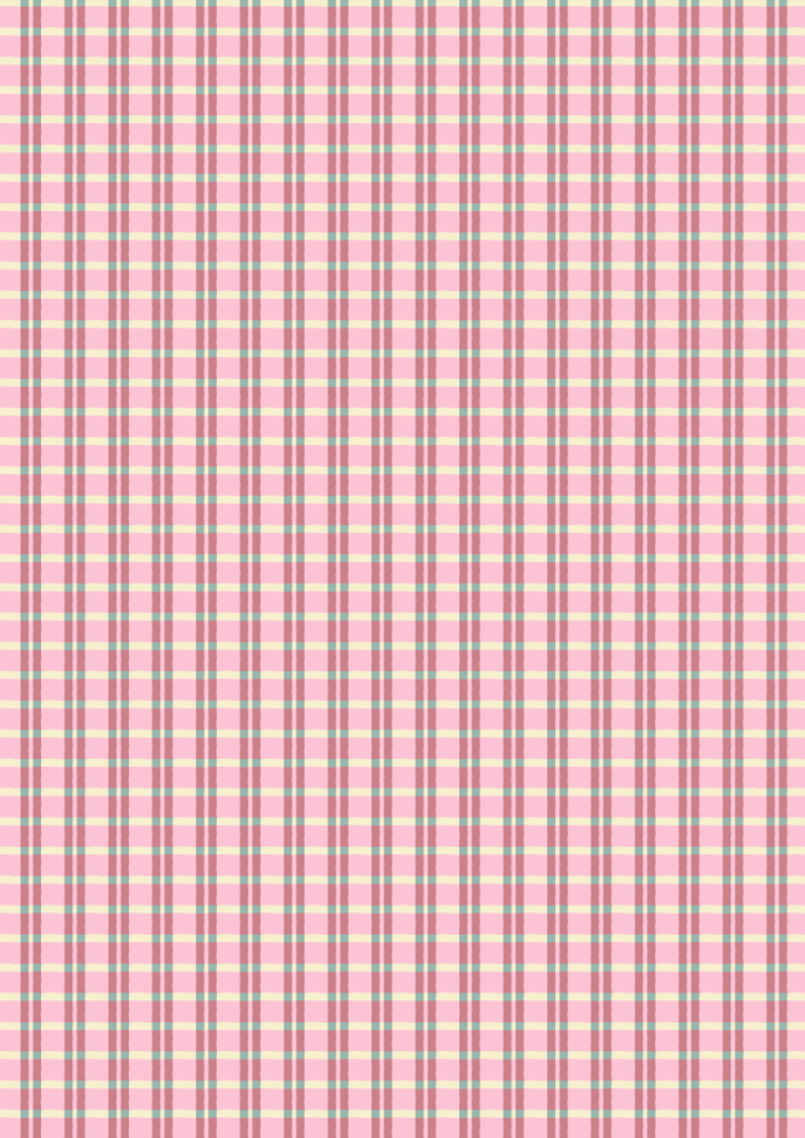 Soft pink plaid pattern with fine cream and mauve stripes in a classic seamless check repeat