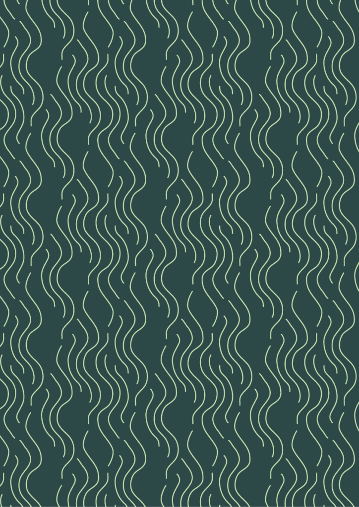 Minimal wavy line pattern with soft cream organic stripes in a seamless repeat on a deep teal background
