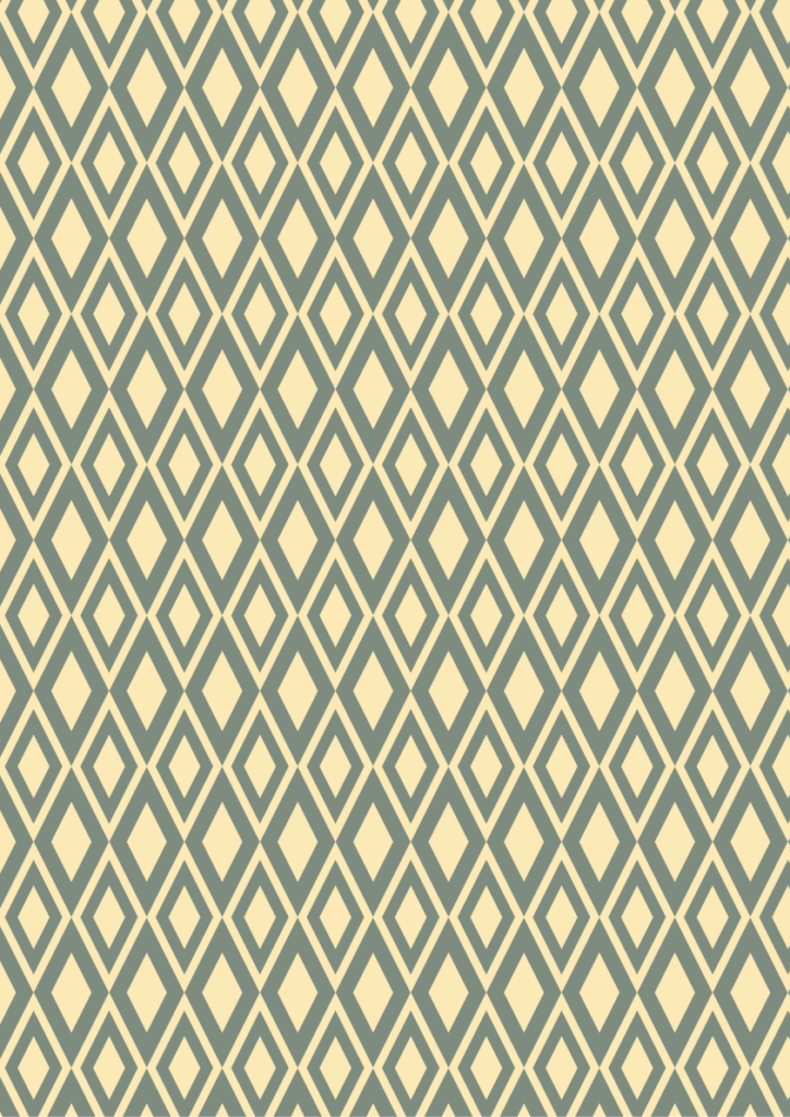 Retro diamond geometric pattern in mustard and blue tones, mid-century inspired seamless surface design