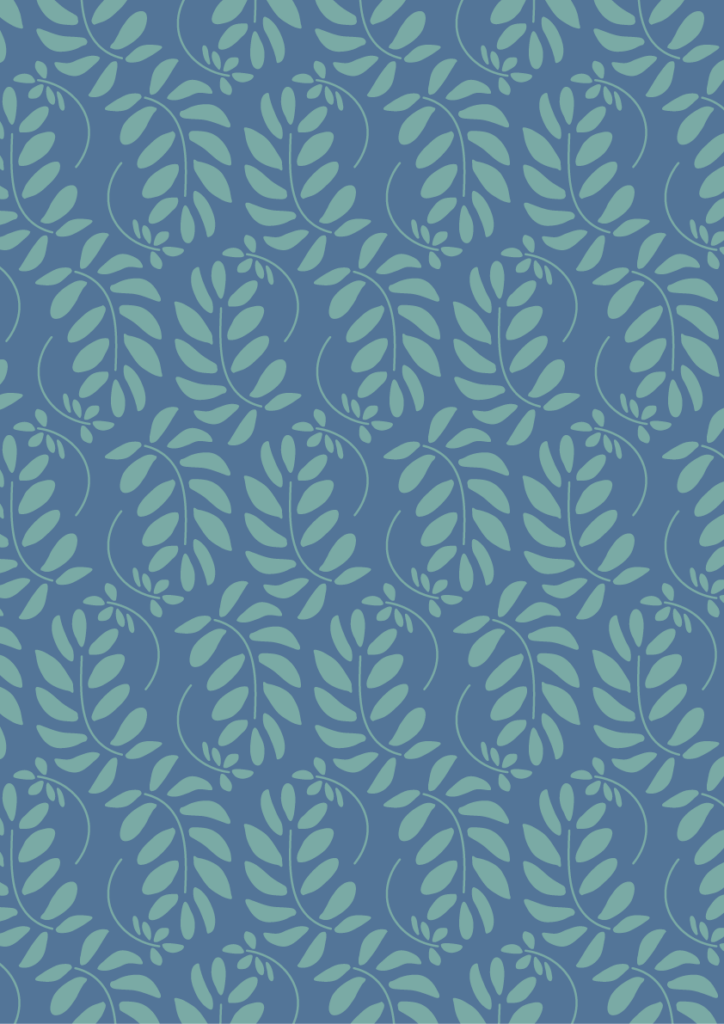 Seamless leafy vine pattern in blue and green tones, organic botanical design for fabric, wallpaper, and stationery
