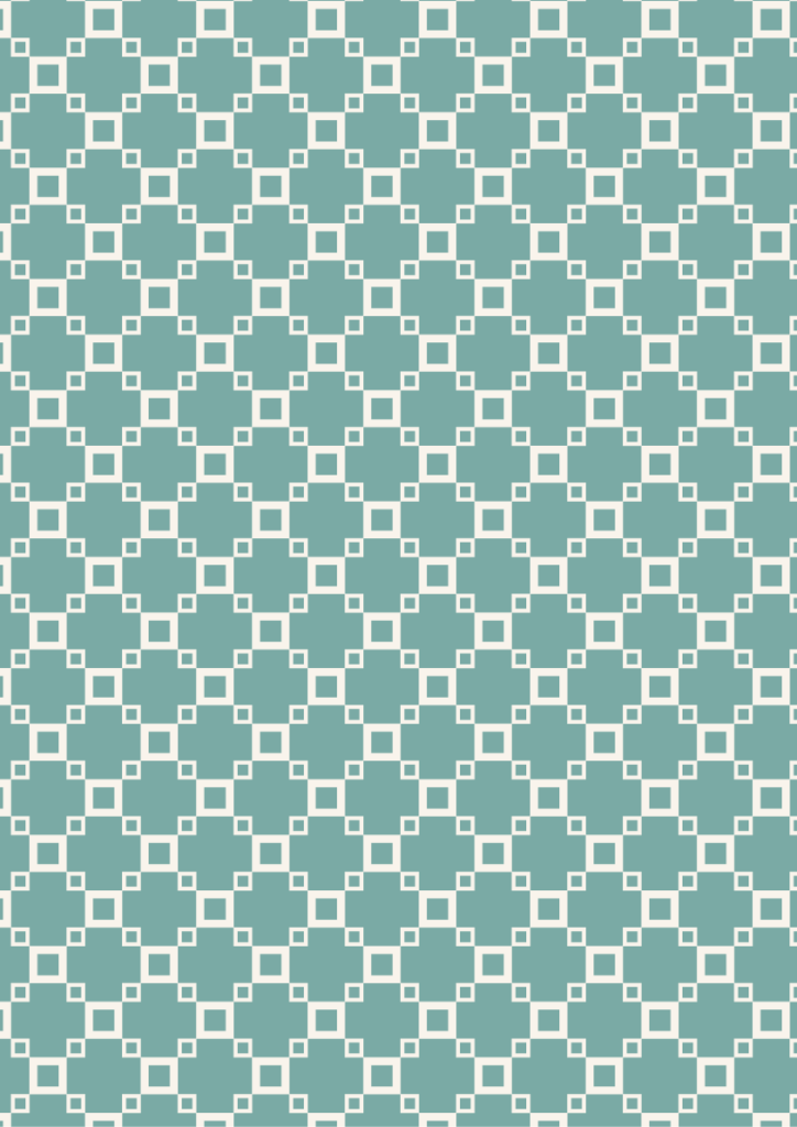 Geometric tile pattern with interlocking squares in teal and white, modern seamless repeat for home decor and textiles