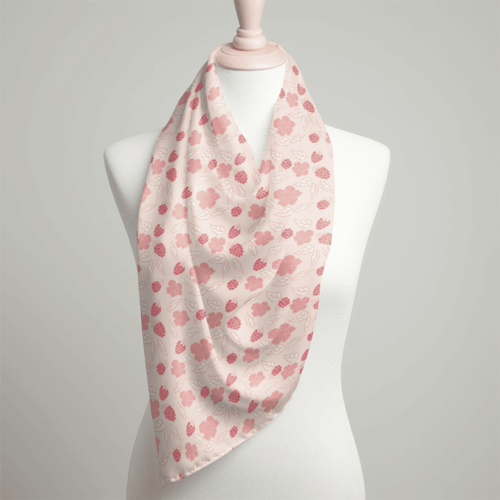 Pink patterned scarf on mannequin