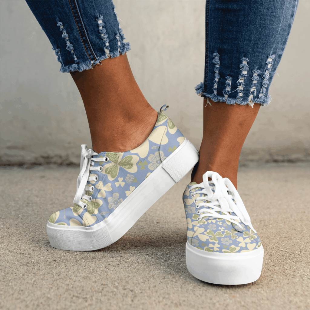Sneakers with pastel geometric pattern
