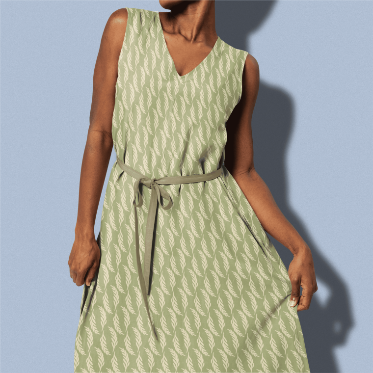 Green patterned sleeveless dress