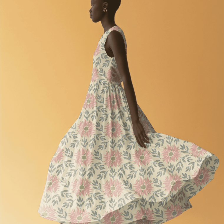 Flowing dress with soft floral print